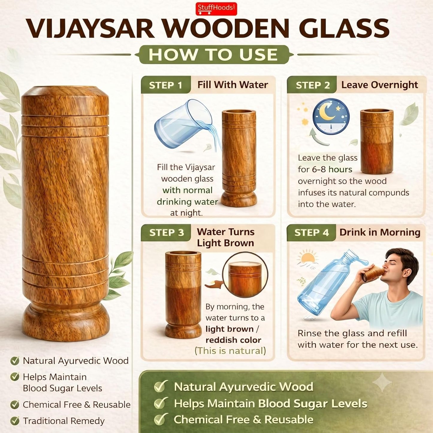 VijayPure™ Lab Certified Vijaysar Tumbler – Ayurvedic Way to Manage Sugar Levels