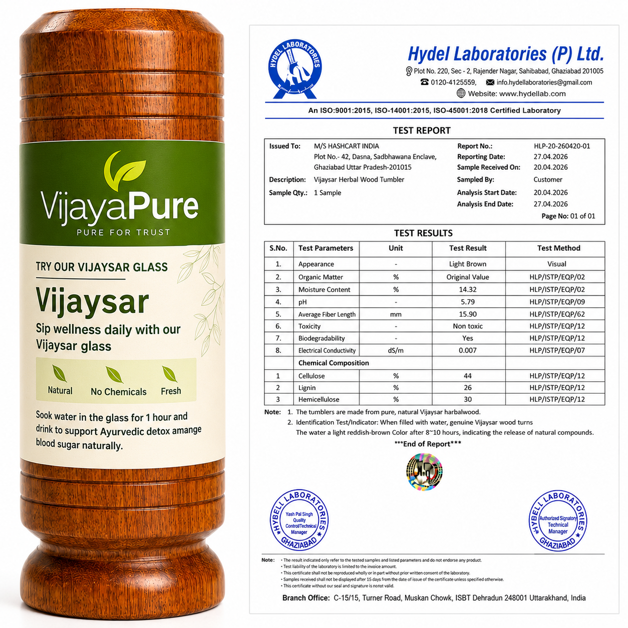 VijayPure™ Lab Certified Vijaysar Tumbler – Ayurvedic Way to Manage Sugar Levels